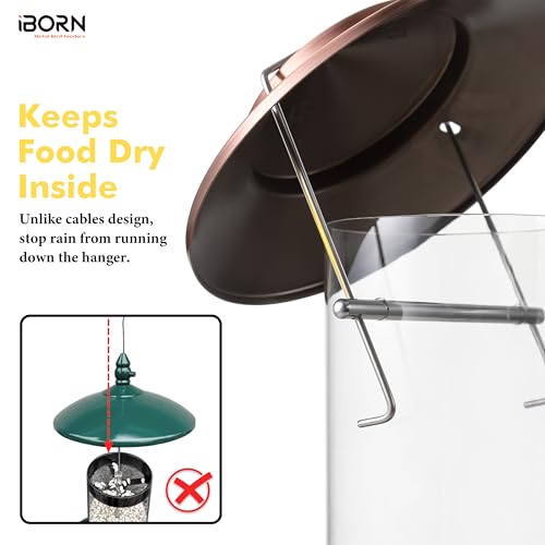 iBorn Bird Feeder Metal Squirrel Chew-Proof Bird Feeders for Outdoors Hanging Outside for Cardinal, Holds 1.32LB Seed with 3 Perchs, Brushed Copper (Seed is not Included) by iBorn - Used condition - Image 7