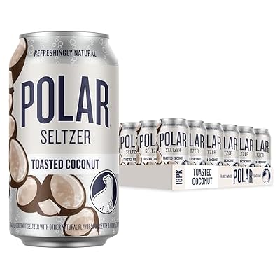 Polar Seltzer Water Toasted Coconut, 12 fl oz Cans, 18 Pack