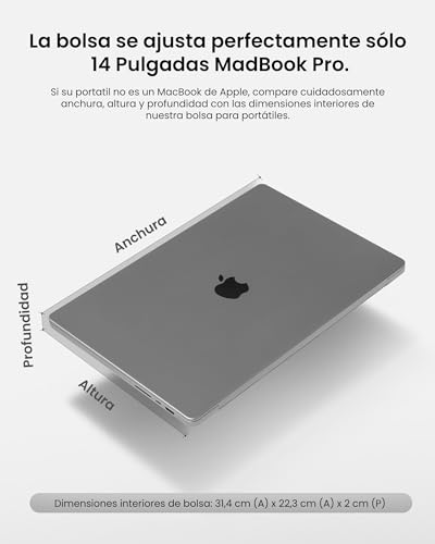 tomtoc 360° Funda para Nuevo 14 Pulgadas MacBook Pro M5/M4/M3/M2/M1 Pro/MAX (2025-2021) A3434 A3401 A3185 A3112 A2992 A2918 A2779 A2442, Protección Total, Funda para Portátil con Bolsa de Accesorios - imagen 9