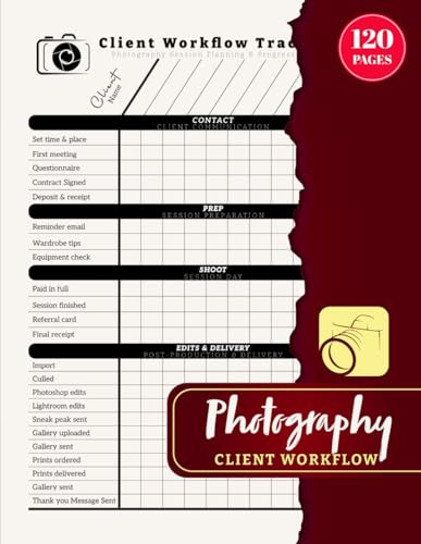 Photography Client Workflow: Photo Session Schedule Tracker for Wedding, Portrait,