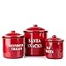 Factory Direct Craft Set of 3 Christmas Snacks Red Enamelware Canister Set Red Metal Kitchen Canisters for Reindeer Treats Santa Snacks and Elf Sweets Holiday Desserts for Good Girls and Boys