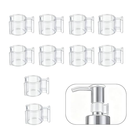 10 Pcs Leakproof Cosmetic Dispenser Pump Lock Clip,Clamp for Lotion Shampoo Cleansing Oil Bottles,Medium Size PP Plastic Leak Locks,Travel & Camping Friendly Accessory (10Pcs Transparent)