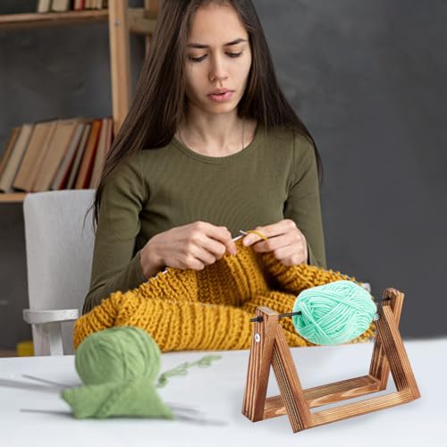 WEBEEDY 2 Pieces Yarn Ball Holder Wooden Yarn Rack Horizontal Spinner Storage Organizer for Thread Crocheting Knitting Supplies Dispenses, 8.7x5.5 Inch by WEBEEDY - Image 6