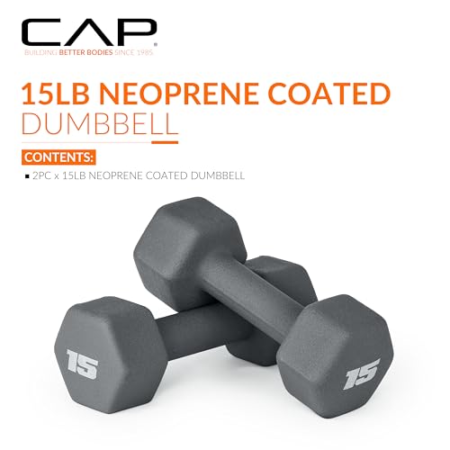 CAP Barbell Neoprene Dumbbell Weights, 15 lb Pair, Ash by CAP - Image 2