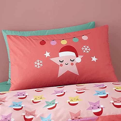 Cosatto - Christmas Happy Stars - 100% Cotton Duvet Cover Set - Single Bed Size in Pink