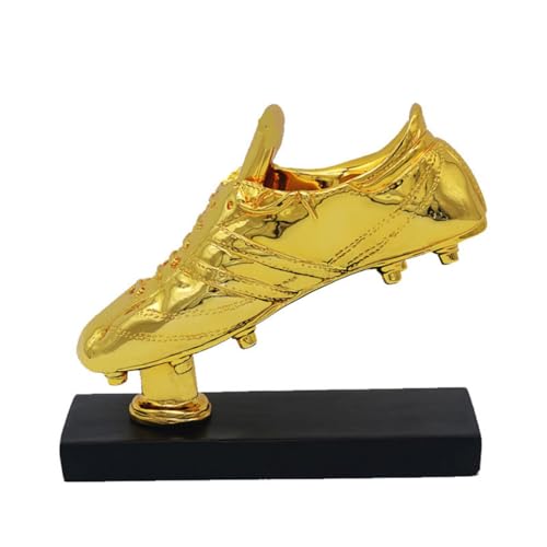 YYDSTES Resin Football Golden Boot Trophy Best Shooter Award Trophies Plating Gold Color Fans Office Home Decoration Display Ornaments Memorabilia