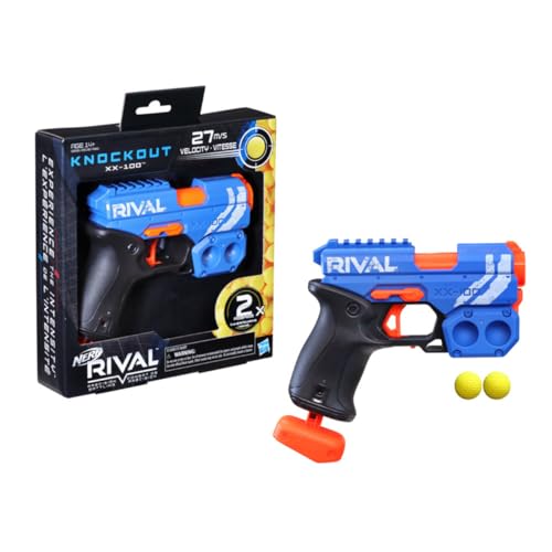 Nerf Rival Knockout XX-100 Blaster – Round Storage, 90 FPS Velocity, Breech-Load – Includes 2 Official Nerf Rival Rounds – Team Blue-Plastic