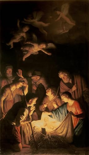 Impresión de alta calidad Adorazione dei pastori de Gerrit Van Honthorst, lienzo de 60x90cm