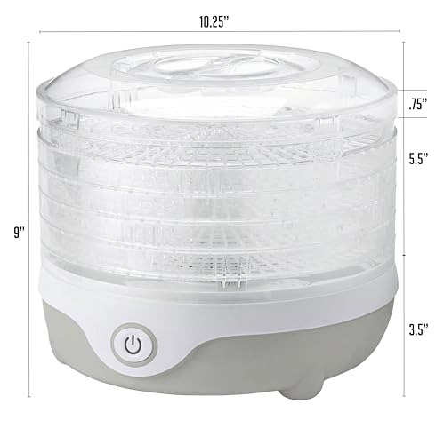 OVENTE Food Dehydrator Machine with 5 Stackable Clear Trays and Drying Space, 240W Electric Food Preserver and Dryer for Snacks, Beef Jerky, Fruits, Veggies, Yogurt and Herbs, Grey DF215GY