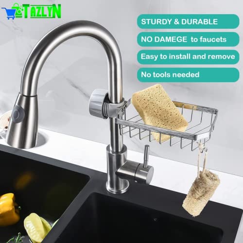 Image of TAZLYN Stainless Steel Faucet Rack Holder for Kitchen Sink soap Holder for Sponge Holder for Dish Kitchen Organizer Rack for Stand