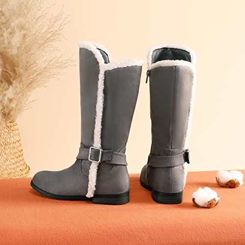 Dream Pairs Sdbo2213K Girls Knee High Boots Side Zipper Mid Calf Boots Dark Gray Size 2 Little Kid #TOP4