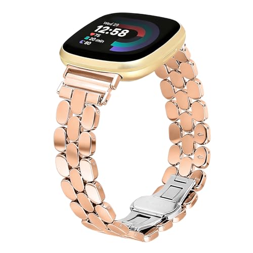 Alociaga �f�U�C�i�[�o���h Fitbit Versa 4/Sense 2/Versa 3/Sense�p�o���h ���f�B�[�X �X�e�����X�X�`�[�� �h���b�V�[�o���h ����g�p�̒��߉\�ȃX�g���b�v�t�� Fitbit �X�}�[�g�E�H�b�`�p