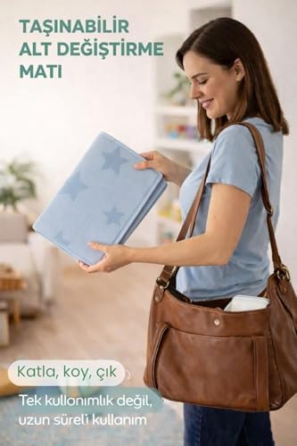 Katlanabilir Alt Değiştirme ve Bebek Bakım Matı 70×50 cm | Taşınabilir, Su Geçirmez, Hijyenik, Silinebilir (Yerli Üretim) - Görsel 2