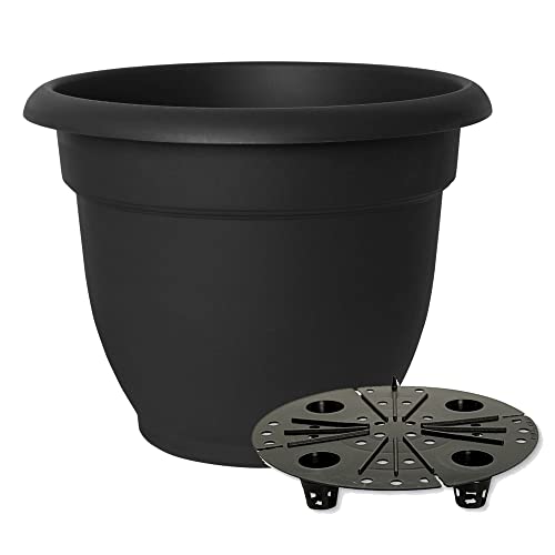 Bloem 16 Inch Ariana Planter With Self-Watering Grid, Black, 16" (20-56916) #TOP1