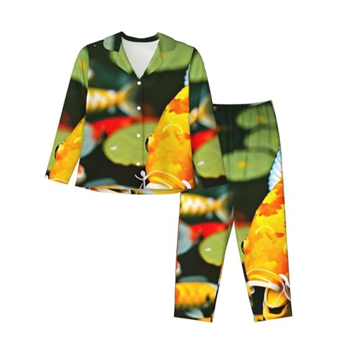 Pyjama 2 pièces à manches longues pour femme vêtement nuit koï