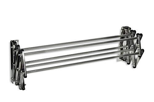 Racks Stainless Steel Wall Mounted Collapsible Laundry Clothes Drying Rack 45 Pound Capacity 11 Linear Ft