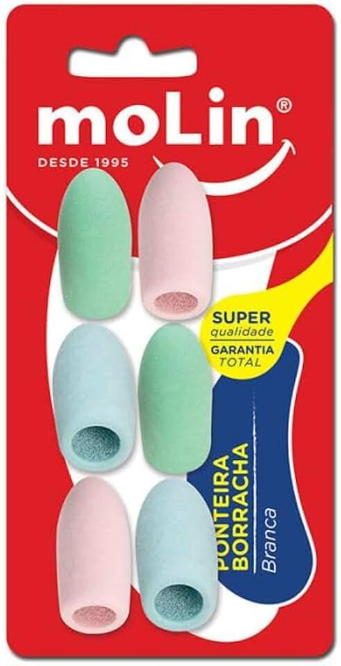 Molin Borracha Ponteira - Pastel - Blister com 6 Unidades