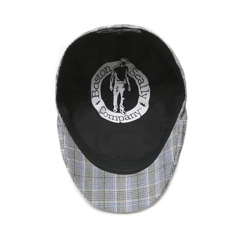 The Original Boston Scally Cap - Blue Plaid Newsboy Flat Cap - 6 Panel Cotton Fitted Hat for Men - ML - Image 6
