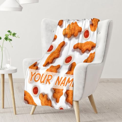 Mercuryelf Custom Dinosaur Chicken Nugget Blanket - Soft, Fuzzy & Warm - 40x50 Inches Flannel Throw Blankets for Travel, Office - White Novelty Throws Gift for Boys, Girls