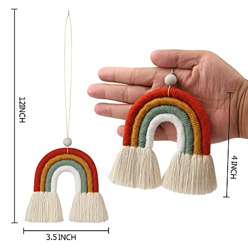 Image of BOHO GARDEN Macrame Bohemian Rainbow Charm - Essential Oil Diffuser for Cars, Baby Nursery, Children's Bedroom & Home Decor- Colorful Decorative Hanging Air Freshener & Accessories - 3.5x4 - Sunset