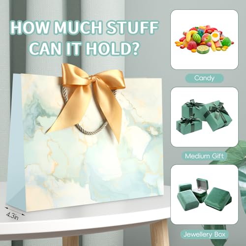 Image of JMANNI Gift Bags, Valentines Gift Bags with Ribbon, Portable Paper Gift Bag, Marble Pattern, for Any Occasion, Including Valentines Day Baby Shower Birthday Party Wedding Mothers Day(LP11-DLS09-L