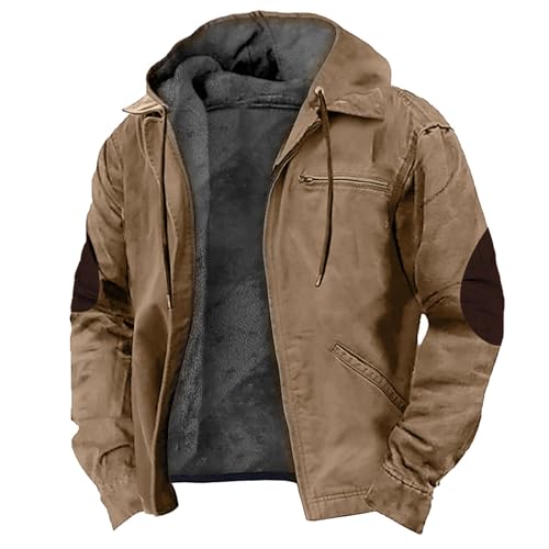Chaqueta de algodón para hombre con forro polar cálido y capucha ajustable