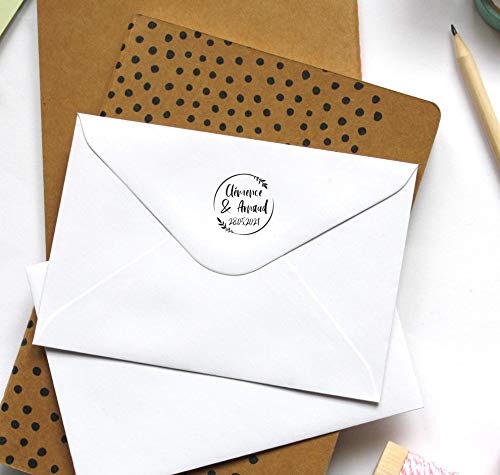 Tampon mariage personnalisable style champêtre avec feuillage, personnalisé avec votre texte, fabrication française – vue 9