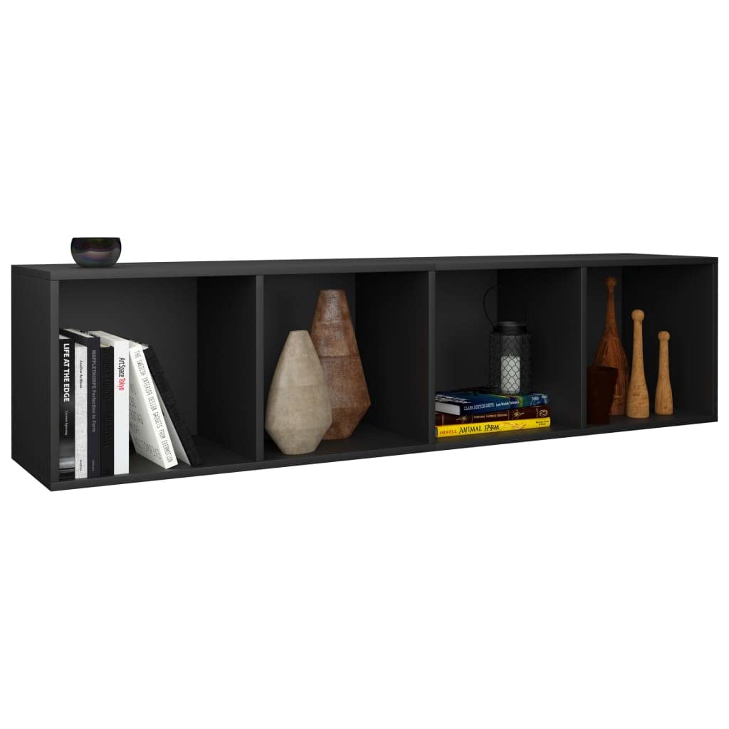 vidaXL Libreria/Mobile TV con 3 Vani a Giorno Classico Robusto Armadietto Basso Base Porta TV Orizzontale Nero 36x30x143 cm in Truciolato