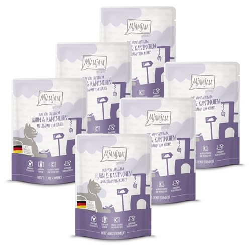 MjAMjAM - Premium Nassfutter für Katzen - Quetschie - DUO von saftigem Hühnchen & Kaninchen an gedämpftem Kürbis, 6er Pack (6 x 300g)… – Ansicht 1