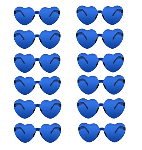 Image of 12 Pairs Heart Glasses Colorful Rimless Heart Shaped Sunglasses Love Glasses for Bachelorette Bride Party Favor