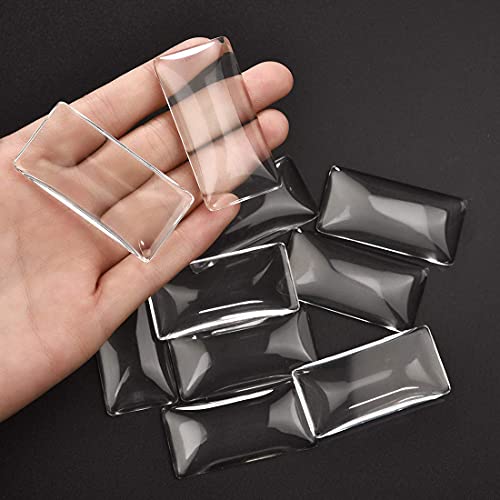 Drole 30Pcs 5 Colors Pendant Trays Kit-Rectangle Bezels Trays With Transparent Glass Tiles Cabochon For Jewelry Making Photo Jewlery 25×50Mm Mixed #TOP2