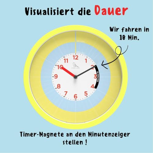 Pamplume Horloge d'apprentissage pour Enfant (Mon Horloge Educative, Apprend Les Routines, 60 Magnets Activités, 7 Magnets Timer - Lecture de l’Heure pour Le Matin et l’Après-Midi. (Jaune) – vue 7