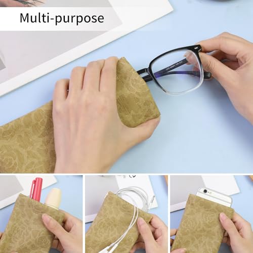 Image of Double Eyeglass Case Soft Dual Glasses Case for Women Men Travel Squeeze Top Sunglasses Cases Eyeglasses Pouch