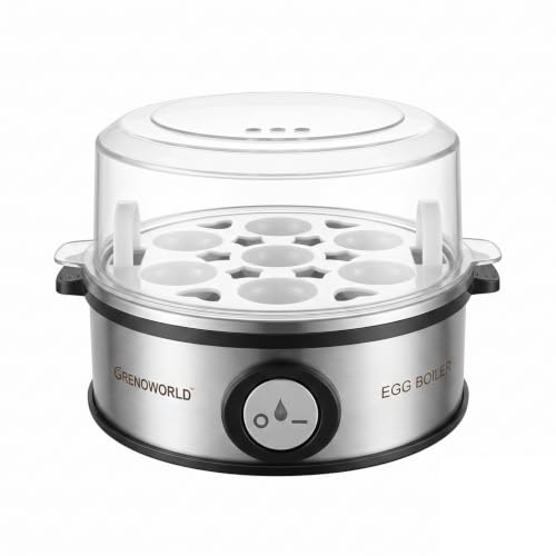 Image of Egg Boiler | Premium Stainless Steel Body | 7 Egg Capacity | 360W Fast Boiling | Steaming Bowl Included | Food Grade Transparent Lid | Electric Egg Cooker with Tray | 1 Year Warranty