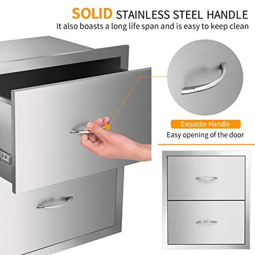 Three-Drawer Barbecue Storage Cabinet 18W X 15H X 23D Inch Outdoor Drawer With Stainless Steel Handle, Very Suitable For Outdoor Kitchen Or Barbecue Island (18W X 15H X 23D Inch) #TOP3
