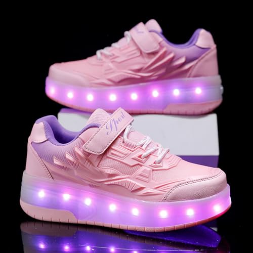 YUNICUS Roller Shoes for Girls Boys Kid Light Up Sneakers with Wheels4