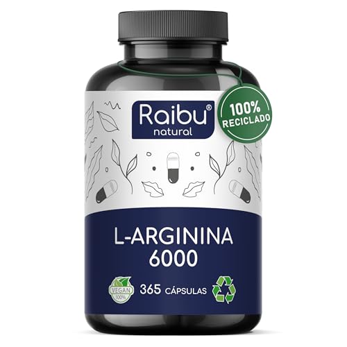 L Arginina 365 Cápsulas   6000 mg L Arginina HCL Pura para Circulación por Dosis Diaria   Alta Dosificación, Sin Aditivos y Probado en Laboratorio