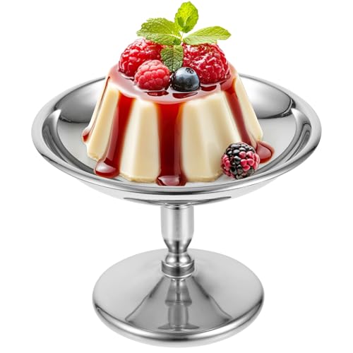 Stainless Steel Dessert Cup,Footed Ice Cream Bowl Vintage Stainless Steel Serving Bowls for Salad Fruit Pudding Home Kitchens Weddings - 4 x 3 Inch