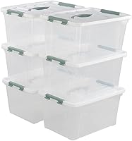 Vista 6 de Gloreen Contenedores de almacenamiento transparentes de 14 cuartos de galón con tapa, caja de plástico multiusos, 6 paquetes