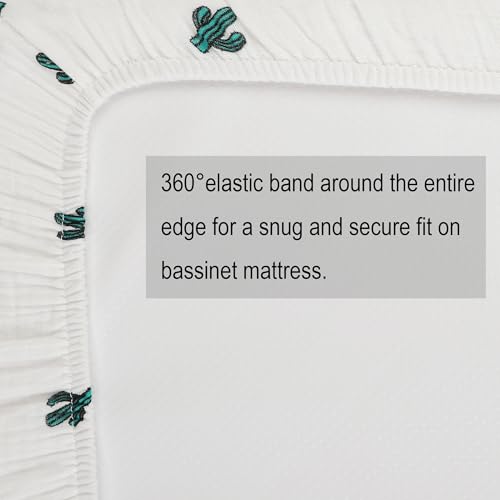 Image of Onacosht Muslin Bassinet Sheets 33 inchx19 inch, 3 Pack, Green, Floral and Cactus | 100% Cotton, Compatible with Mika Micky, KoolaBaby 3-in-1, BabyBond, HARPPA & RICUTON Bedside Bassinets. breathable.