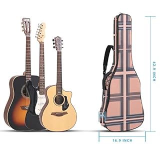 Housse imperméable pour guitare acoustique avec double bandoulière et poche Motif écossais rétro, Multicolore 01., 42… - Les Beatles, Paul McCartney, John Lennon, RIngo Starr, George Harrison Housse imperméable pour guitare acoustique avec double bandoulière et poche Motif écossais rétro, Multicolore 01., 42… – Image 5
