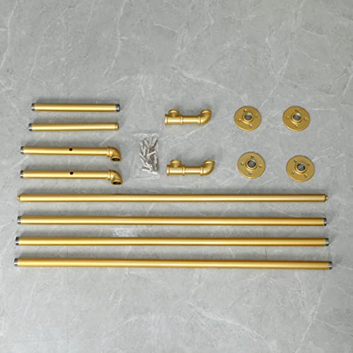 Ethemiable Industrial Modern Metal Clothing Store Display Stands,Wall Mounted Garment Rack, Double Bar Hanging Clothes Storage Pipe Shelf, Home Towel Rack (Gold, 39" L) #TOP6