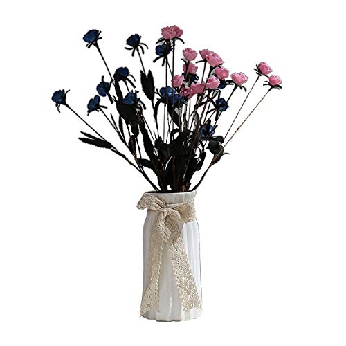 ZOA White Ceramic Vases Flower Vase with Lace Decoration Ribbon Modern Ceramic Flower Pot Unique Shape for Home DÃ©cor Party Gifts Type 1