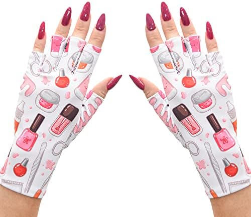 ManiGlovz - Anti UV Gloves for Gel Manicures Using Gel Lamp Dryers, Driving, Lounging and More, Fingerless Gloves That Shield Skin from The Sun and Nail Lamp, Outdoor Gloves, Nailed It Print