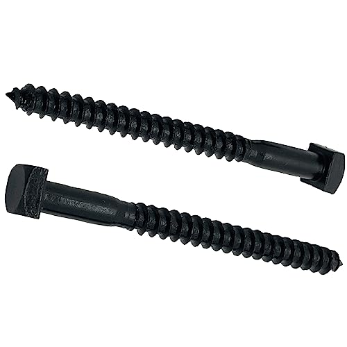 1/4" x 3" - Tornillos Tirafondo para Madera con Cabeza Cuadrada Rústica - Acabado Óxido Negro - Pack de 10 miniatura 1