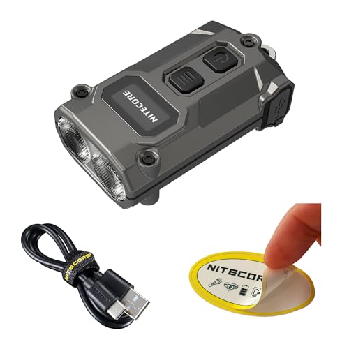 Nitecore TINI 3 600 Lumen EDC Keychain Flashlight, USB-C Rechargeable Lightweight with Multiple Color Temperatures Output (Warm, Neutral White, Cool White) and NSticker (Grey)