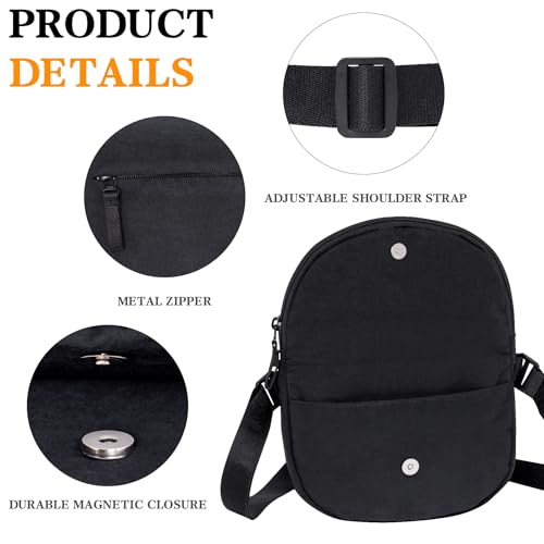 Rancco Crescent Bag Shoulder Bag for Women Men, Fashion Nylon Folding Crossbody Bag with Adjustable Strap, Lightweight Shoulder Bags with Inner Pocket For Outdoors Travel Work4