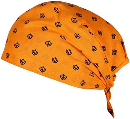 Unisex Sikh Symbol Khanda Printed Dew Rag Cap Cap