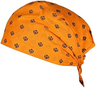 BISMAADH Bamboo Cotton Sikh Symbol Khanda Printed Patka Durag Headcover Skull Cap Beanies