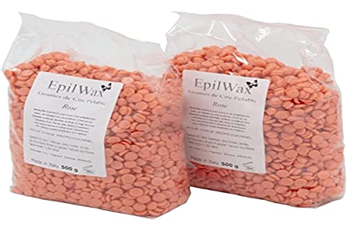 EPILWAX S.A.S - Perles de cire à épiler Pelable ROSE - sachet de 1kg Cire Chaude Réutilisable